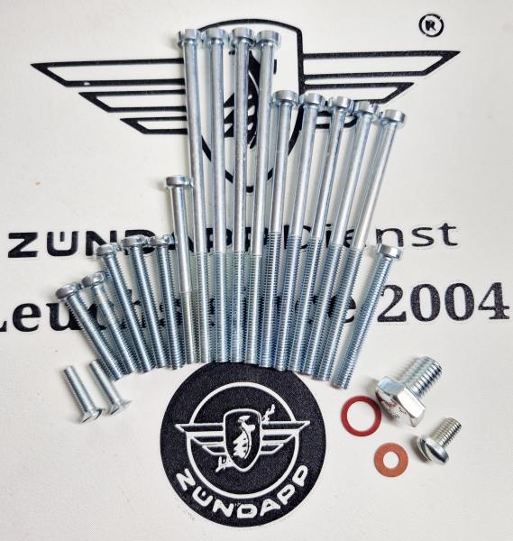 Zündapp Motorschrauben komplett Set für alle 4 Gang bis Bj. 1966 - 23 teilig !